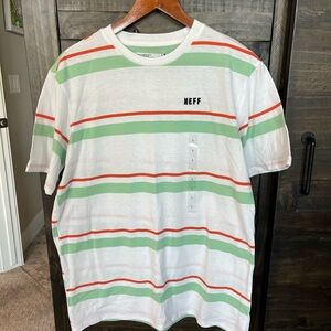 Neff White Tee with Green and Red Stripes